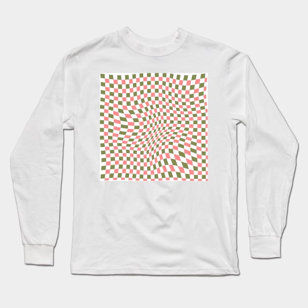 Pink and Green Checkers Long Sleeve T-Shirt by KathrinLegg